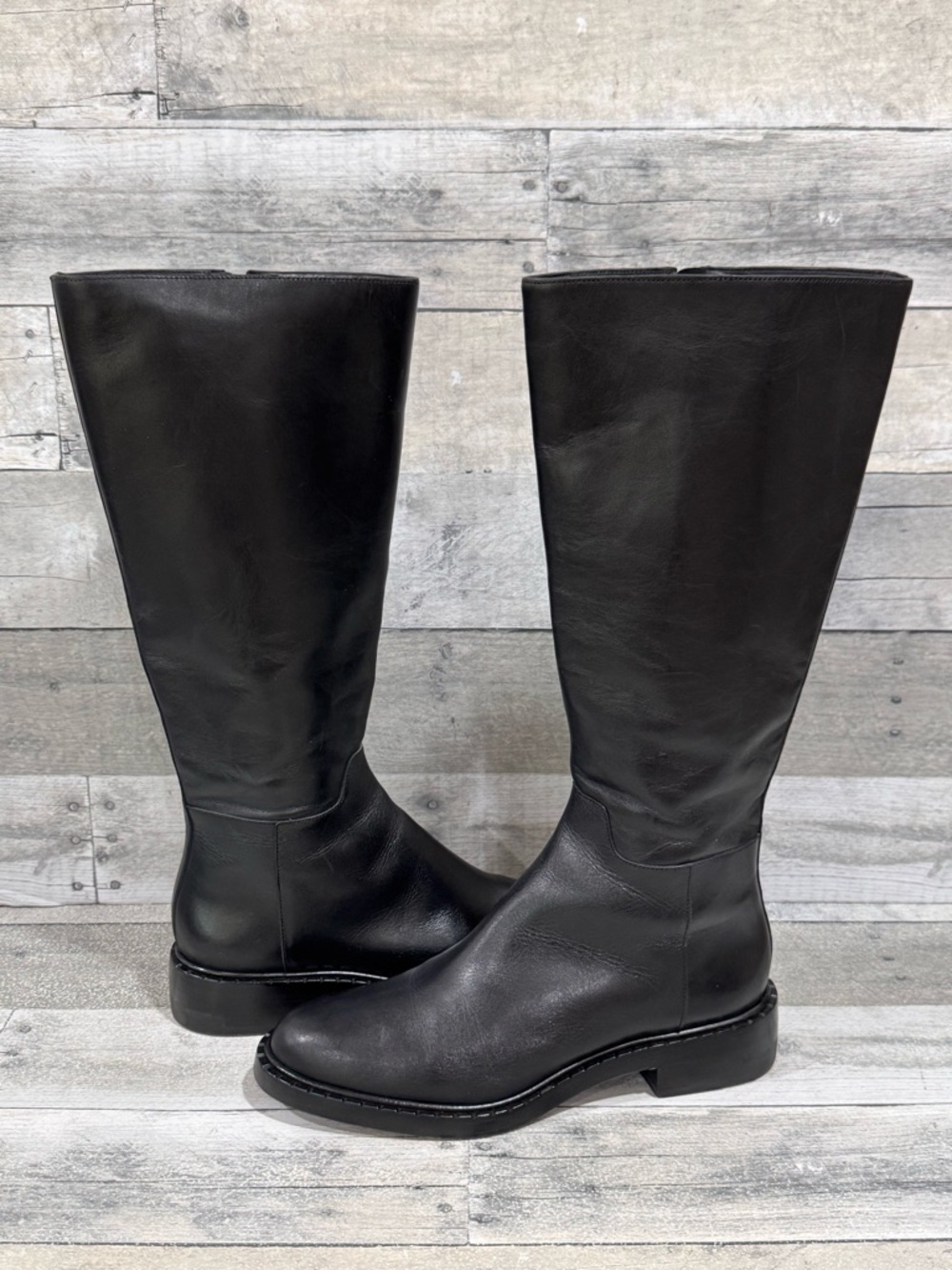 REFORMATION Nancy Knee High Boot In Black Leather - Sz - 9.5
